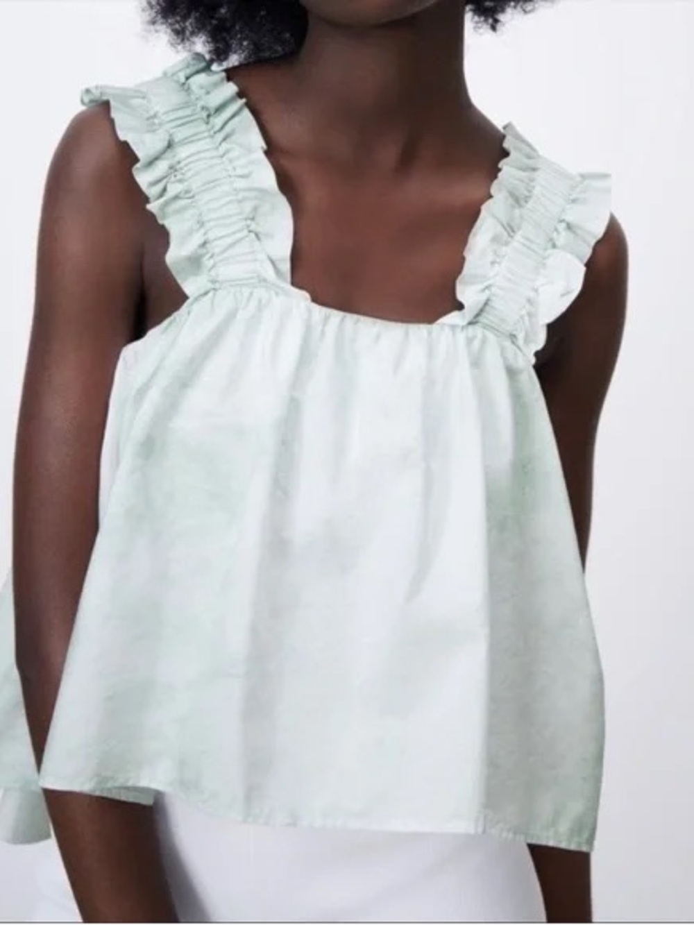 Zara cropped babydoll cotton top size small